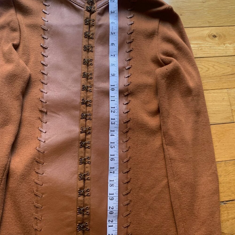 Nygard Collection Faux Leather Panel Knit Jacket – Brown – Size 6 Petite - Picture 6 of 9